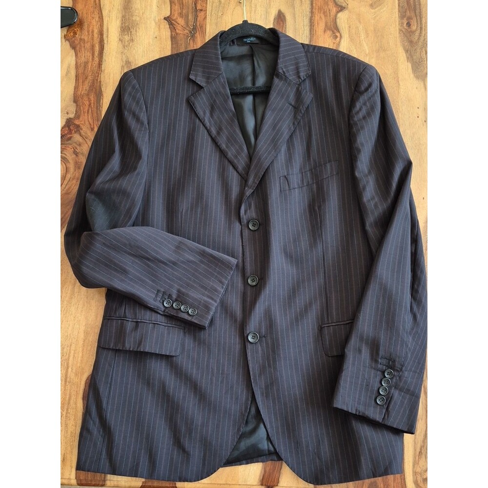Trophee Tasmanian Finishing Extra Fines 120 Stripe Three Button Blazer Sz 46
